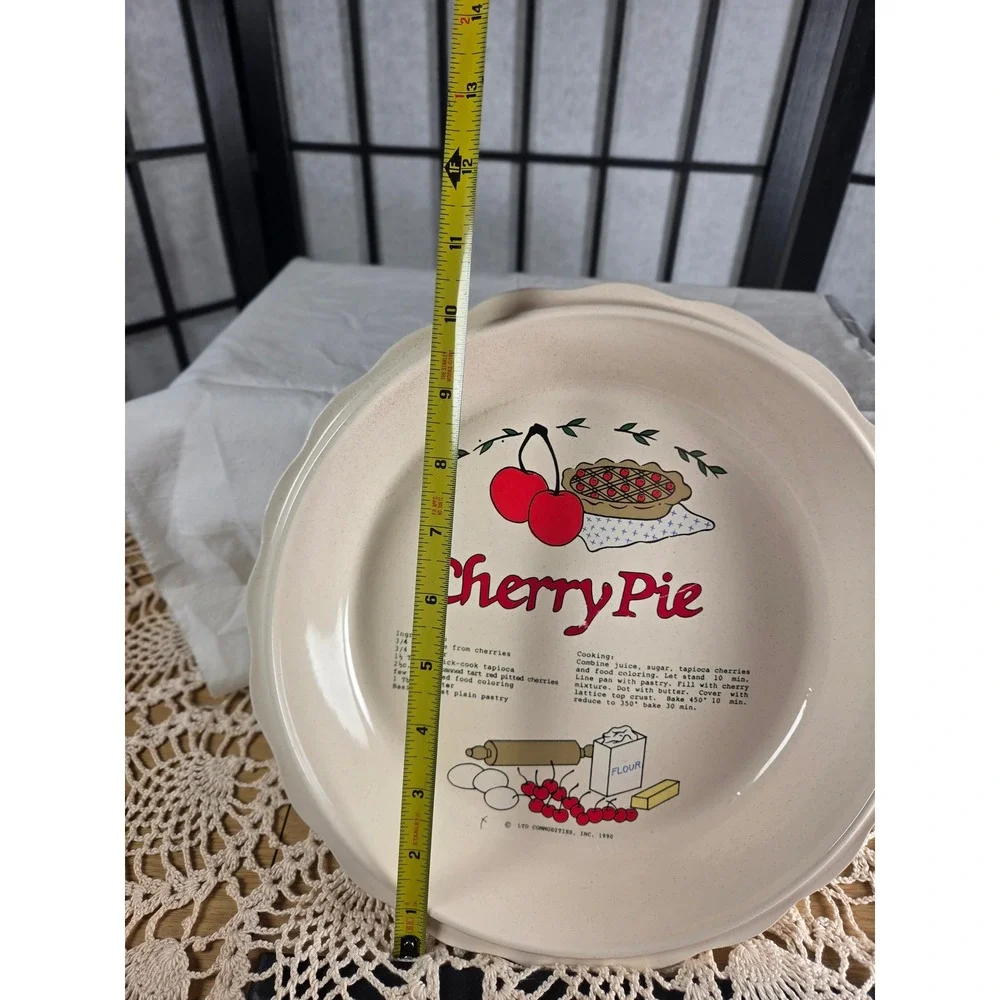 Vintage 1990 LTD Commodities Cherry Pie Recipe Ceramic Scalloped Plate 11 Inch